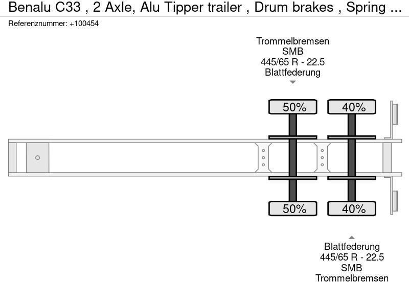 قلابة نصف مقطورة نصف مقطورة قلابة Benalu C33 , 2 Axle, Alu Tipper trailer , Drum brakes , Spring suspension: صورة 13