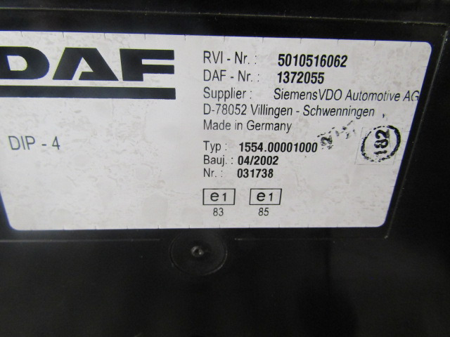الكابينة والداخلية - شاحنة DAF CF65 CLOCK CLUSTER 1372055: صورة 2