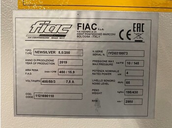 جديدة الضاغط Fiac NewSilver 5.5 / 200 Silent 4 kW 450 L / min 10 Bar Elektrische Schroefcompressor met ketel: صورة 4