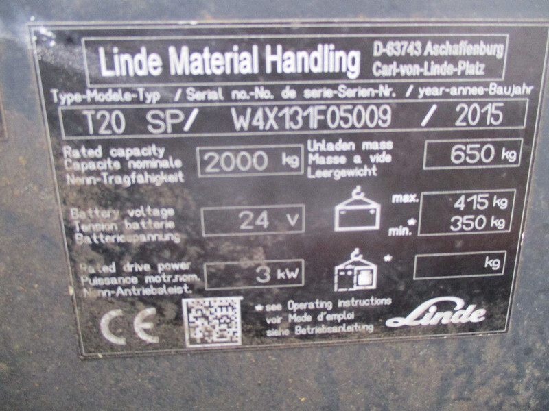 آلة إعداد الطلب Linde T20 SP, Elektrische Palletwagen: صورة 10