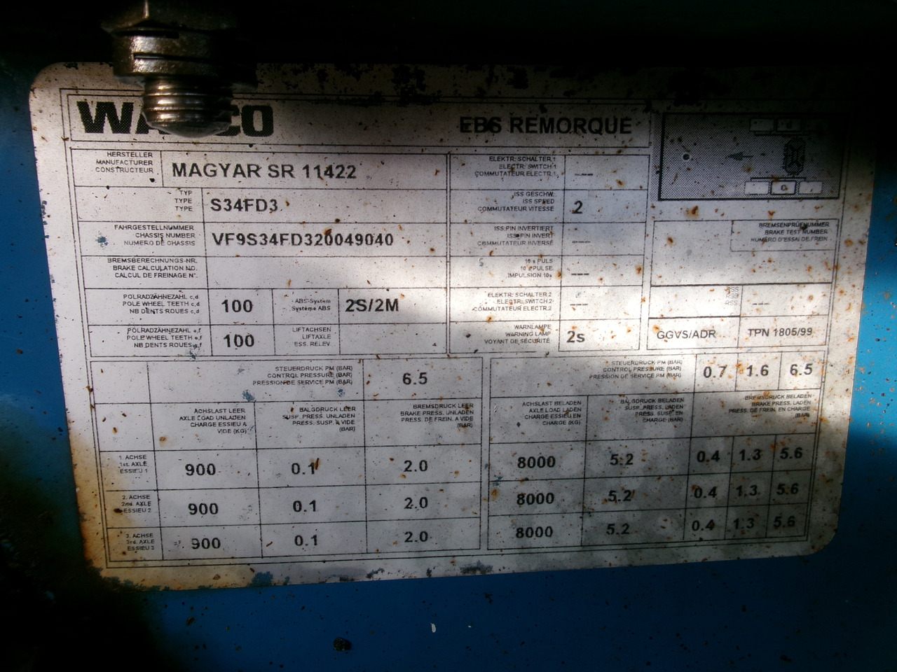 نصف مقطورة صهريج لنقل القار Magyar Bitumen tank inox 29.5 m3 / 1 comp + pump / ADR 13/12/2023: صورة 23