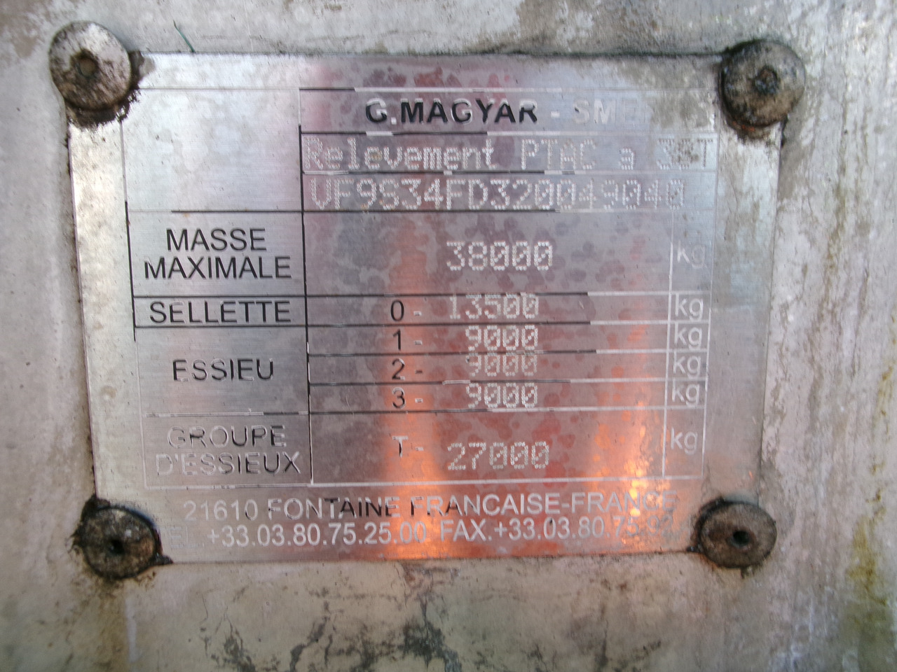 نصف مقطورة صهريج لنقل القار Magyar Bitumen tank inox 29.5 m3 / 1 comp + pump / ADR 13/12/2023: صورة 21