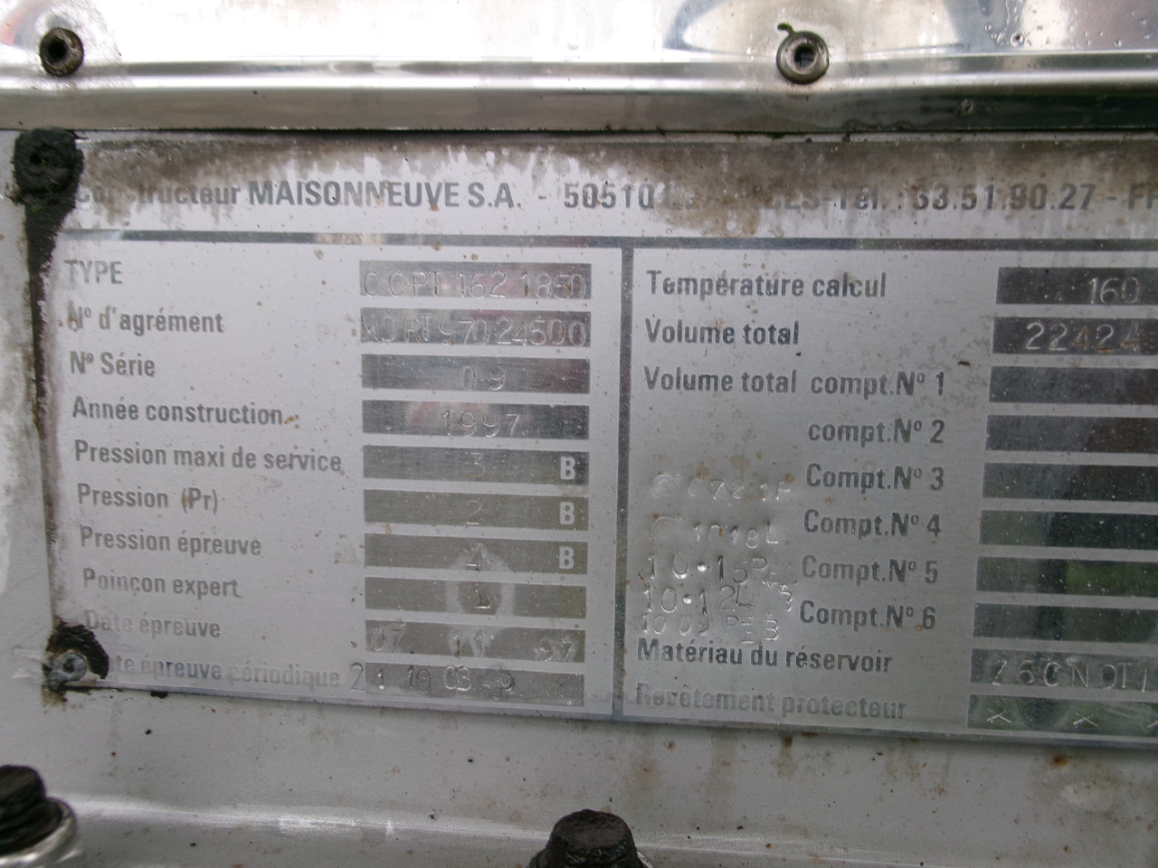 نصف مقطورة صهريج لنقل الكيماويات Maisonneuve Chemical tank inox 22.3 m3 / 1 comp: صورة 33