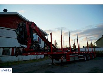 مقطورة الغابات, نصف مقطورة Nordic Trailer timber trailer w / push-out and 16.5 t / m Hiab Timber crane: صورة 1