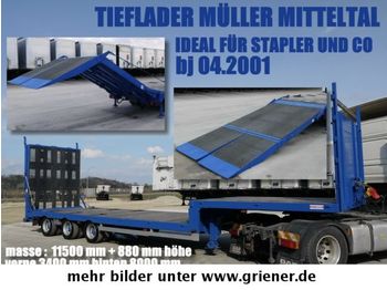 Müller-Mitteltal TS 3 / TIEFLADER HYDRAULISCHE RAMPE STAPLER / !!  - نصف مقطورة مسطحة