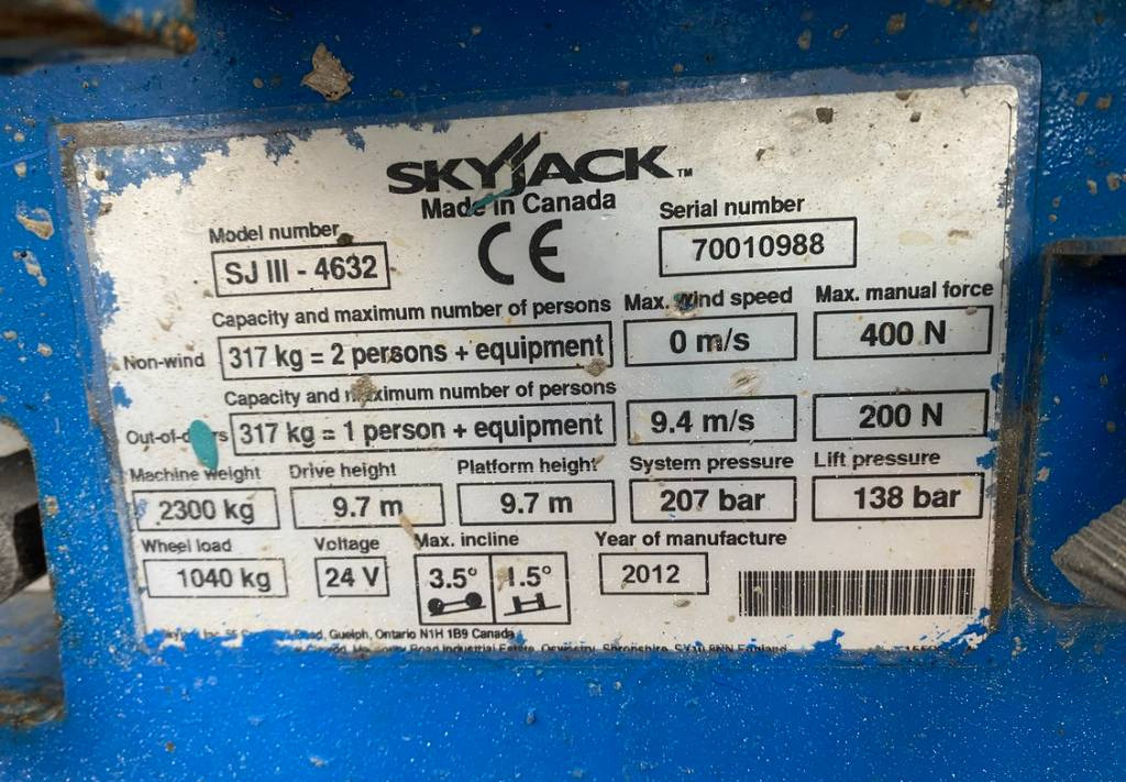 رافعة هيدروليكية مقصية SkyJack SJIII-4632 Electric Scissor Work Lift 1170cm: صورة 10