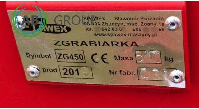 آلة تيبيس العشب/ آلة جمع العشب Spawex zgrabiarka ZG-450: صورة 4