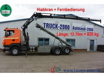 شاحنة ذات خطاف Scania R 340 Seil-Abrollkipper mit Hiab Ladekran + FB