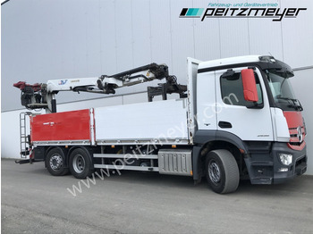 شاحنات مسطحة, شاحنة كرين MERCEDES-BENZ Antos 2536 LL Pritsche HMF 2110-L5 5 fach Ausschub mit Steinzange: صورة 2