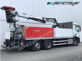 شاحنات مسطحة, شاحنة كرين MERCEDES-BENZ Antos 2536 LL Pritsche HMF 2110-L5 5 fach Ausschub mit Steinzange: صورة 3