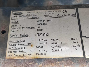 مُبرِّد صندوق مغلق CARRIER VECTOR 1850 REFRIGERATION UNIT / KÜLMASEADE: صورة 4