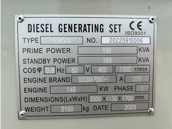 جديدة مجموعة المولدات Doosan P086TI-1 - 165 kVA Generator - DPX-19851: صورة 4