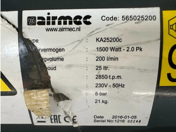 جديدة الضاغط Airmec KA25200 C 2 PK 200 L / min 8 Bar Elektrische Zuigercompressor: صورة 4