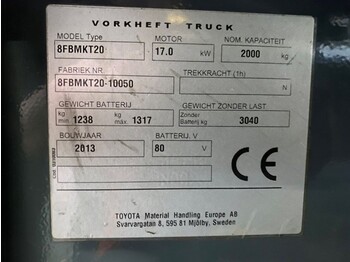 رافعة شوكية كهربائية Toyota 2 ton Traigo 20 Duplex Sideshift Elektra Heftruck: صورة 5