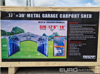 حاوية البناء Unused 2025 17'x30' Metal Garage Carport Shed in 2.1x1x0.6m Transport Box: صورة 2