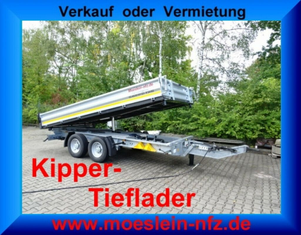 Möslein 13 t Tandem 3- Seitenkipper Tieflader-- Neufahr - مقطورة قلاب: صورة 1 Möslein 13 t Tandem 3- Seitenkipper Tieflader-- Neufahr - مقطورة قلاب: صورة 1