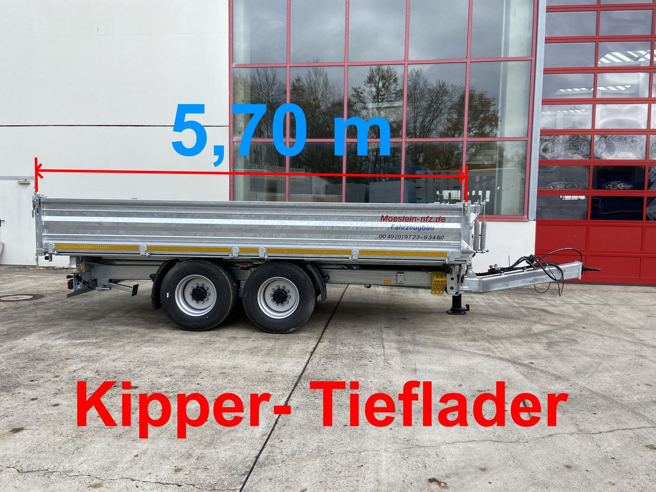 Möslein 14 t Kipper Tieflader 5,70 m lang, Breite Reife - مقطورة قلاب: صورة 1 Möslein 14 t Kipper Tieflader 5,70 m lang, Breite Reife - مقطورة قلاب: صورة 1