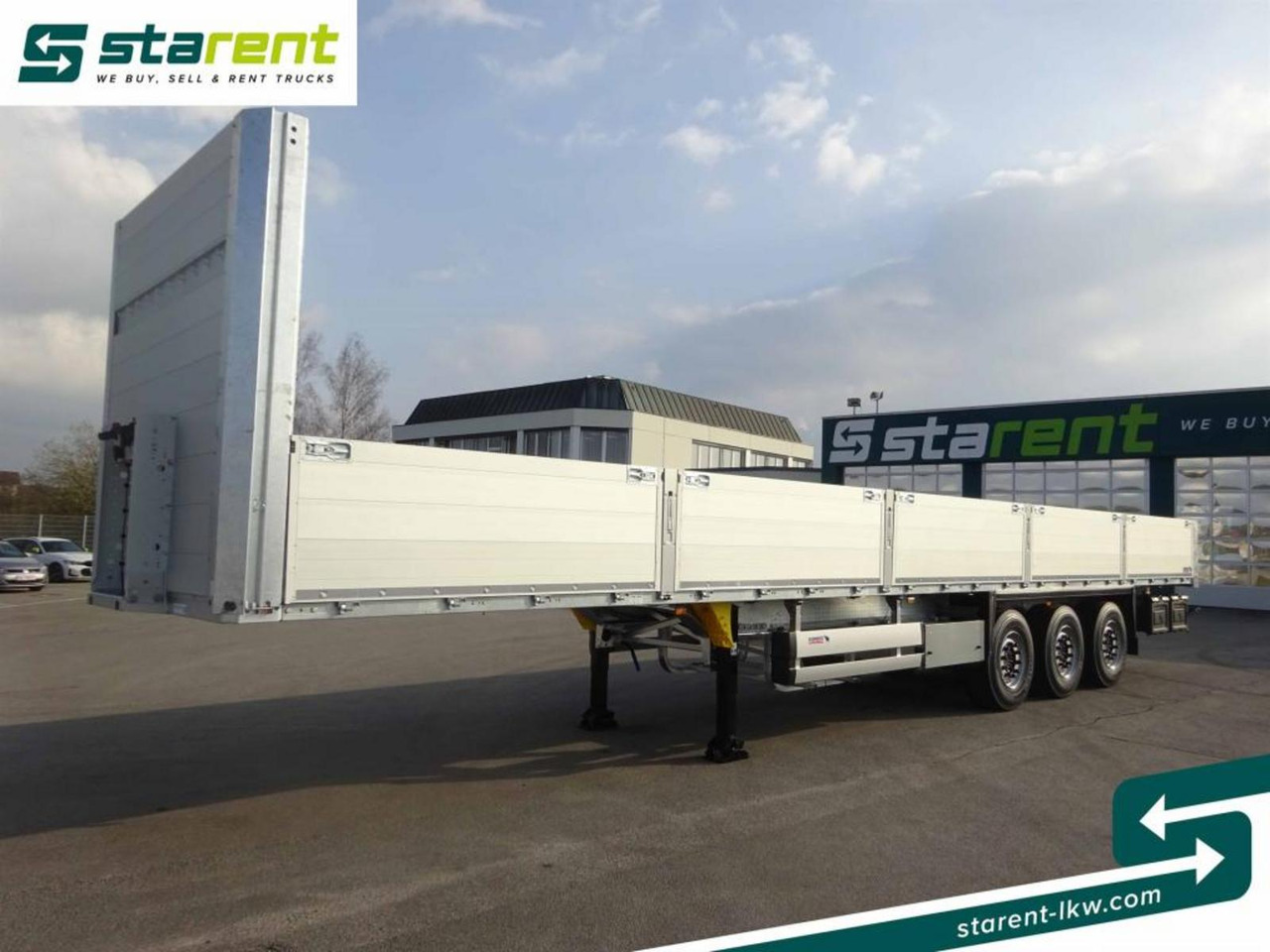Schmitz Baustofftrailer Liftachse Rungen 80cm Bordwände - نصف مقطورة مسطحة: صورة 1 Schmitz Baustofftrailer Liftachse Rungen 80cm Bordwände - نصف مقطورة مسطحة: صورة 1
