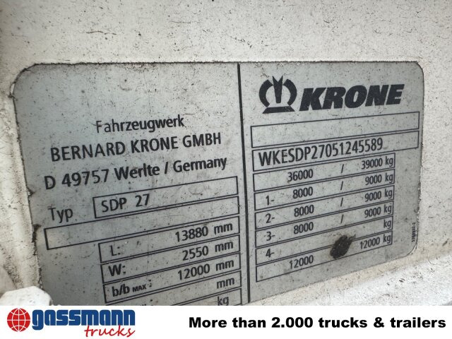 Krone SDP 27 , Edscha-Verdeck, Ex-Fahrschule - نصف مقطورة مسطحة: صورة 5 Krone SDP 27 , Edscha-Verdeck, Ex-Fahrschule - نصف مقطورة مسطحة: صورة 5