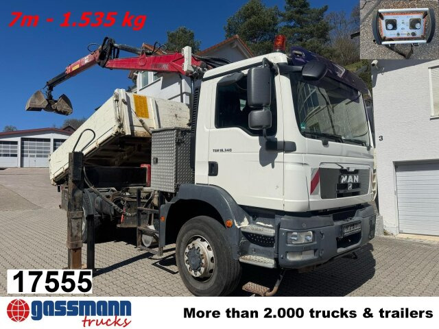 MAN TGM 18.340 4x4 BB mit Penz Kran 11.83 SH, Funk - شاحنة قلاب, شاحنة كرين: صورة 1 MAN TGM 18.340 4x4 BB mit Penz Kran 11.83 SH, Funk - شاحنة قلاب, شاحنة كرين: صورة 1