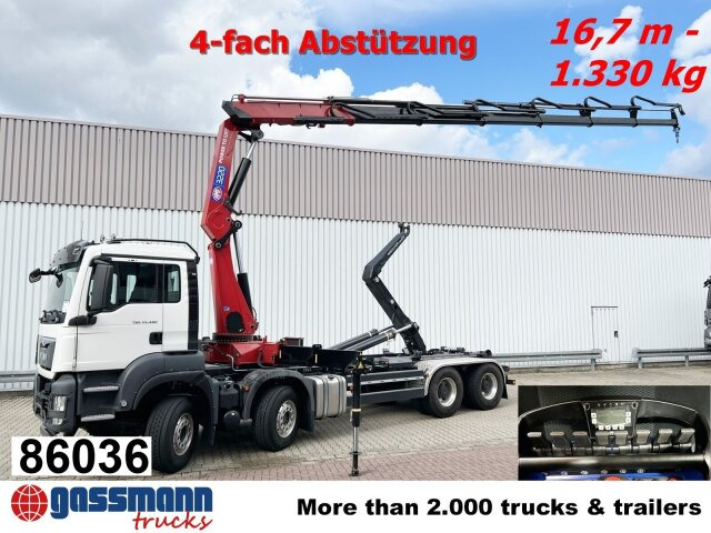 MAN TGS 35.480 8X4 BL, Intarder, Kran HMF 3220-K6, - شاحنة ذات خطاف, شاحنة كرين: صورة 1 MAN TGS 35.480 8X4 BL, Intarder, Kran HMF 3220-K6, - شاحنة ذات خطاف, شاحنة كرين: صورة 1
