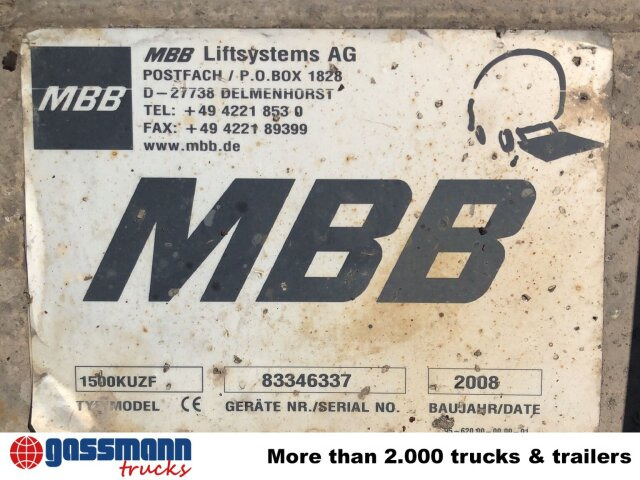 MBB 1500KUZF Ladebordwand unterfaltbar, 1,5t - رافعة هيدروليك خلفية: صورة 5 MBB 1500KUZF Ladebordwand unterfaltbar, 1,5t - رافعة هيدروليك خلفية: صورة 5