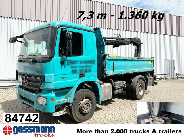Mercedes-Benz Actros 1832 K 4x2 mit Heckkran Hiab XS 099ES-2 - شاحنة قلاب, شاحنة كرين: صورة 1 Mercedes-Benz Actros 1832 K 4x2 mit Heckkran Hiab XS 099ES-2 - شاحنة قلاب, شاحنة كرين: صورة 1