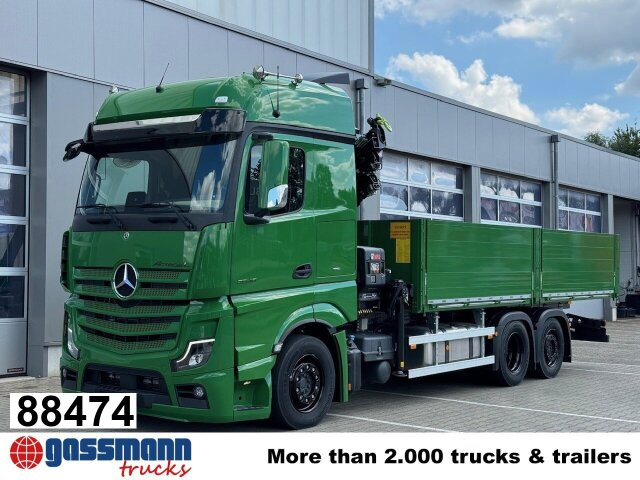 Mercedes-Benz Actros 2548 L 6x2, Actros 2548 L, 6x2 mit Kran - شاحنات مسطحة, شاحنة كرين: صورة 1 Mercedes-Benz Actros 2548 L 6x2, Actros 2548 L, 6x2 mit Kran - شاحنات مسطحة, شاحنة كرين: صورة 1