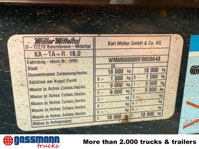 Müller-Mitteltal KA-TA-R 18.0, Alu-Bordwände, ca. 10m³ - مقطورة قلاب: صورة 2 Müller-Mitteltal KA-TA-R 18.0, Alu-Bordwände, ca. 10m³ - مقطورة قلاب: صورة 2