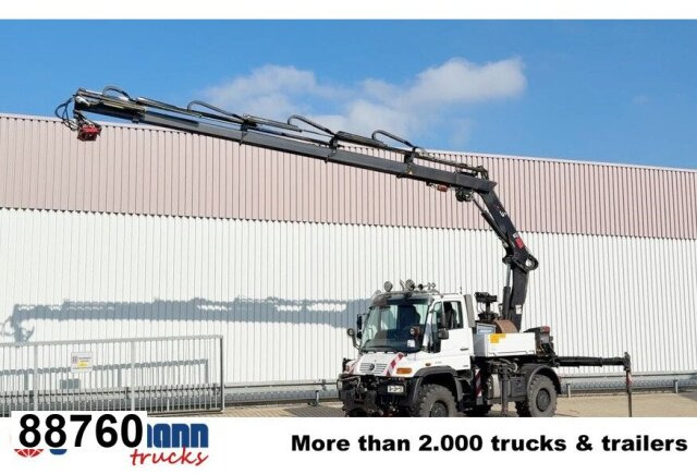 Unimog U400 4x4, Frontzapfwelle, Heckkran Hiab XS - شاحنات مسطحة, شاحنة كرين: صورة 1 Unimog U400 4x4, Frontzapfwelle, Heckkran Hiab XS - شاحنات مسطحة, شاحنة كرين: صورة 1