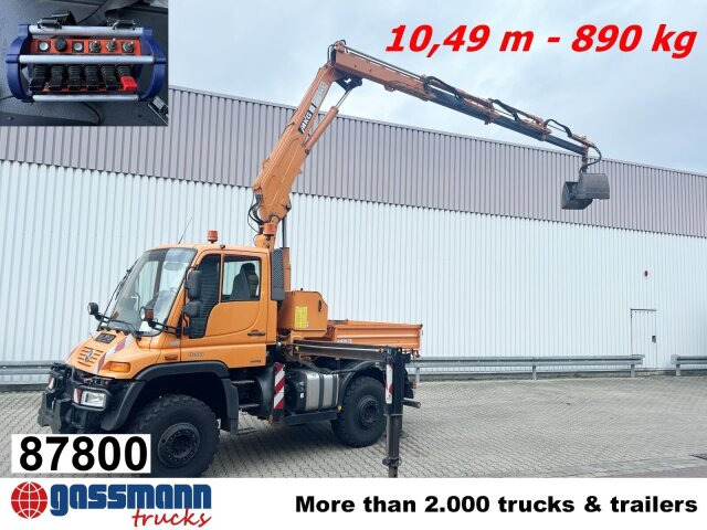 Unimog U400 4x4, Frontzapfwelle, Kipper, Kran MKG HKL - شاحنة قلاب, شاحنة كرين: صورة 1 Unimog U400 4x4, Frontzapfwelle, Kipper, Kran MKG HKL - شاحنة قلاب, شاحنة كرين: صورة 1