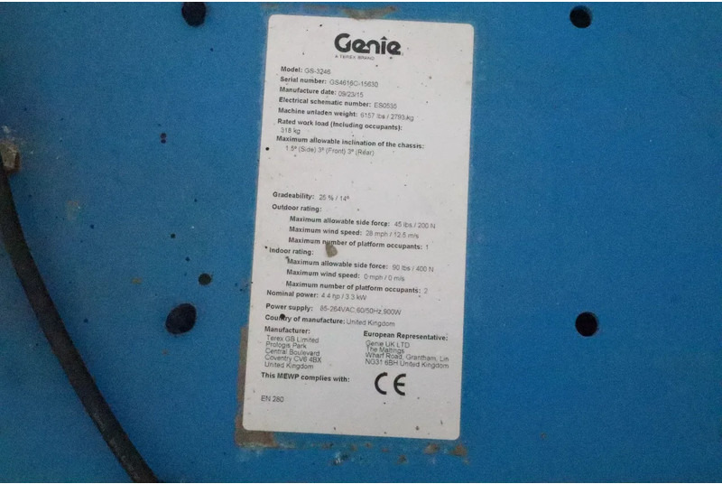 رافعة هيدروليكية مقصية Genie GS-3246 | 12 METER | 318 KG: صورة 17