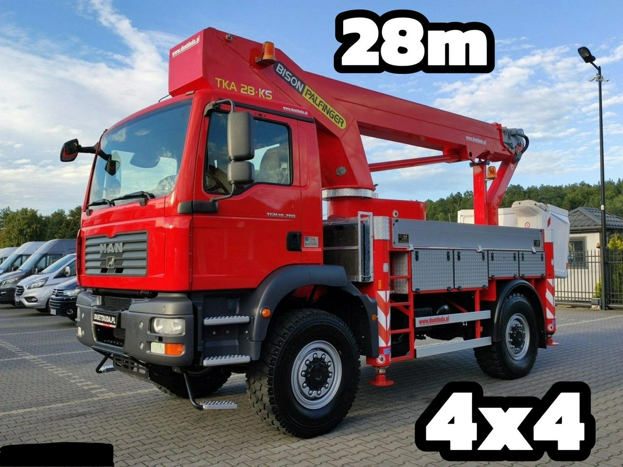 MAN TGM 18.280 4x4 Zwyżka Bison Palfinger TKA 28 Podnośnik Koszowy - منصة تلسكوبية محمولة على شاحنة: صورة 1 MAN TGM 18.280 4x4 Zwyżka Bison Palfinger TKA 28 Podnośnik Koszowy - منصة تلسكوبية محمولة على شاحنة: صورة 1