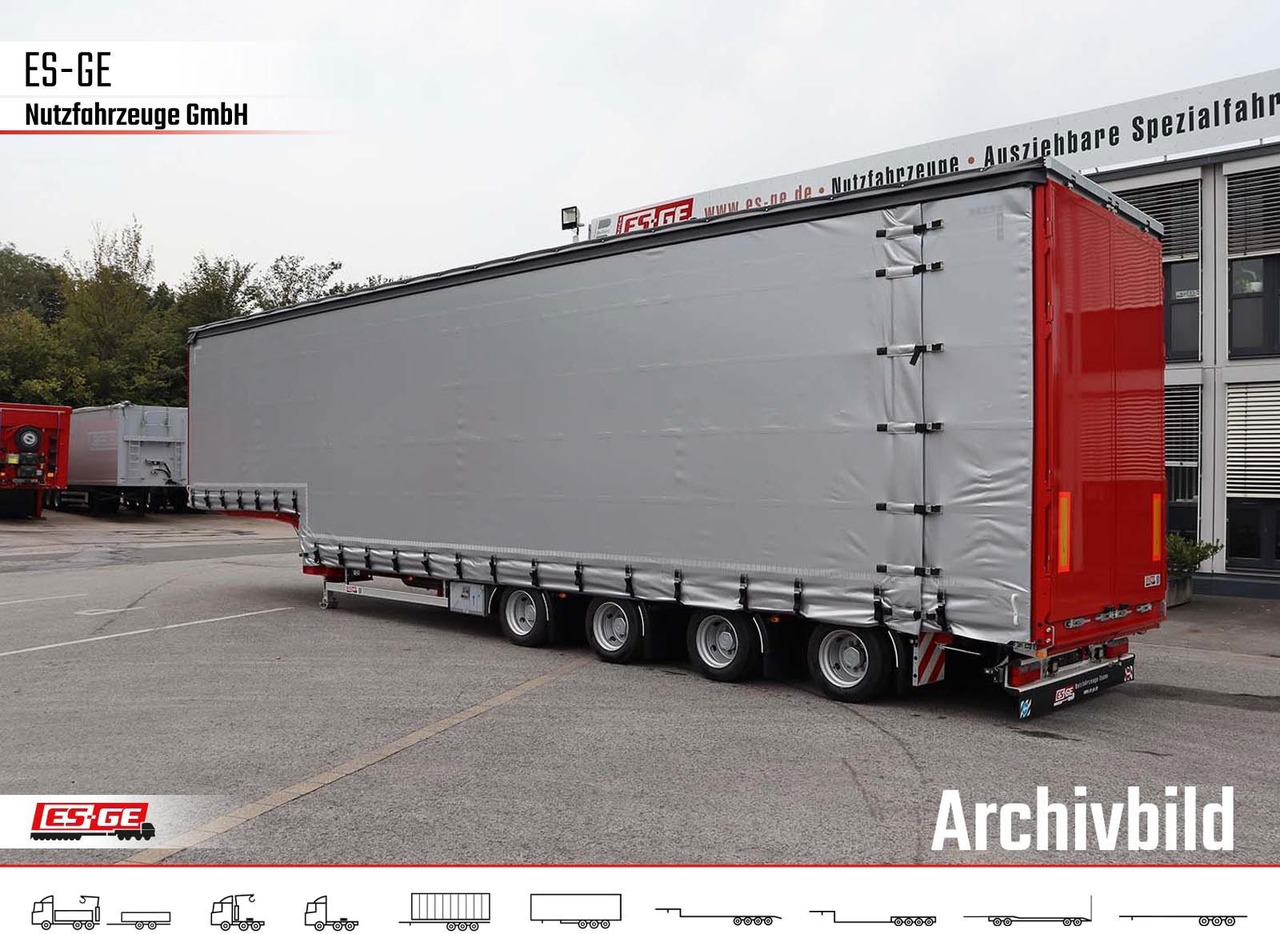 ES-GE 4-Achs-Satteltieflader mit Curtainsider-Aufbau - عربة منخفضة مسطحة نصف مقطورة: صورة 1 ES-GE 4-Achs-Satteltieflader mit Curtainsider-Aufbau - عربة منخفضة مسطحة نصف مقطورة: صورة 1