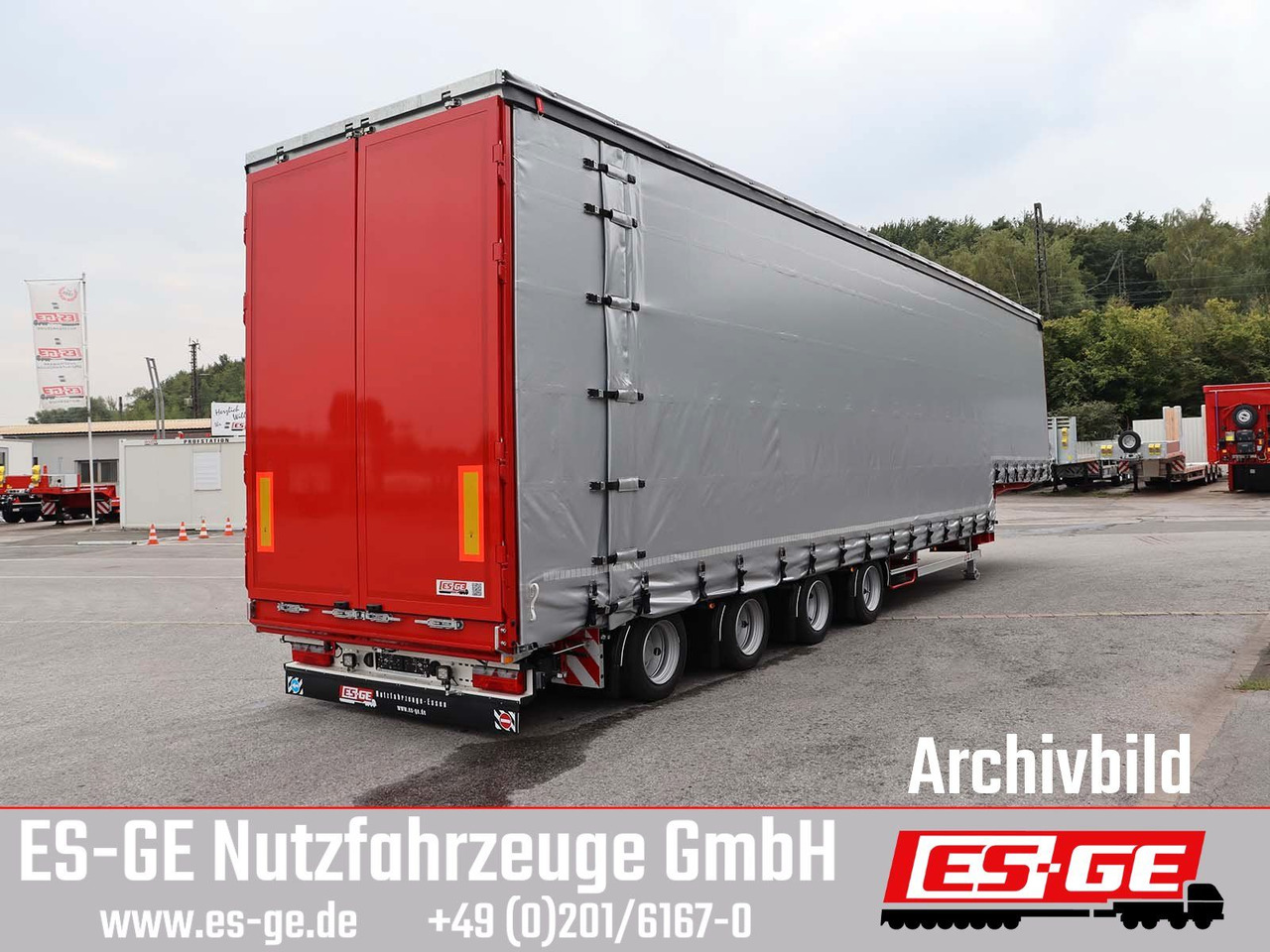 ES-GE 4-Achs-Satteltieflader mit Curtainsider-Aufbau - عربة منخفضة مسطحة نصف مقطورة: صورة 3 ES-GE 4-Achs-Satteltieflader mit Curtainsider-Aufbau - عربة منخفضة مسطحة نصف مقطورة: صورة 3