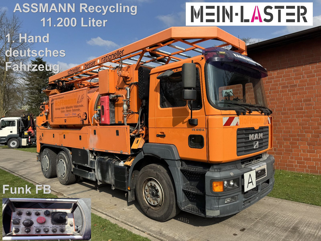 MAN FE 410 Assmann Saug HD Spüler Recycling + FB. - شاحنة الشفط: صورة 1 MAN FE 410 Assmann Saug HD Spüler Recycling + FB. - شاحنة الشفط: صورة 1