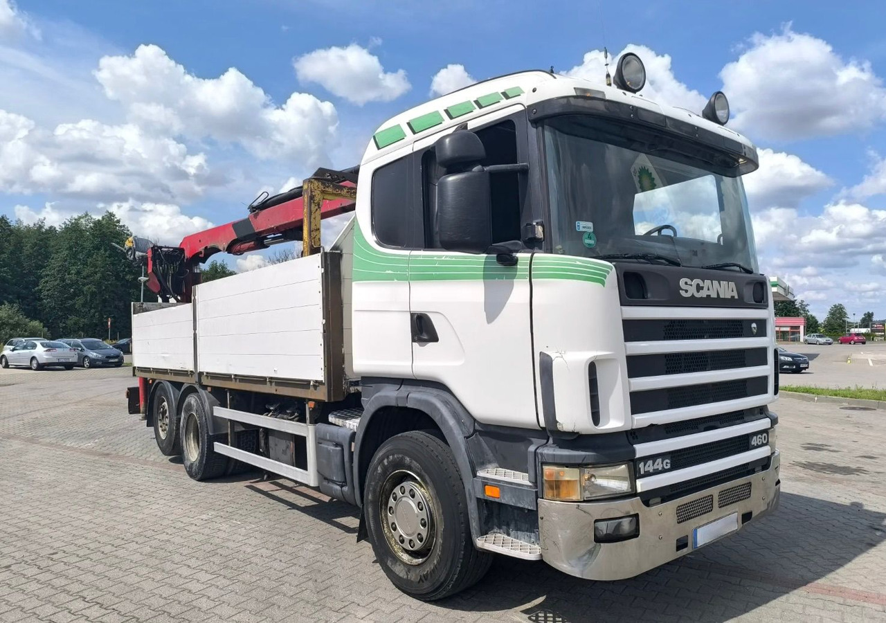 SCANIA 144.460 - شاحنات مسطحة, شاحنة كرين: صورة 1 SCANIA 144.460 - شاحنات مسطحة, شاحنة كرين: صورة 1