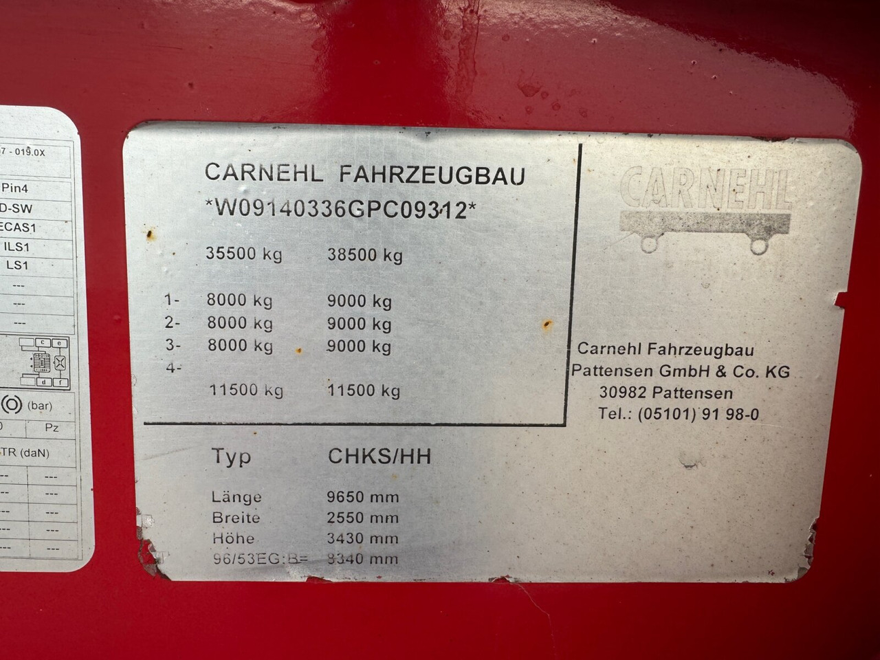 نصف مقطورة Carnehl CHKS/HH CHKS/HH, Stahlmulde ca. 34m³, Liftachse, Nachlauflenkachse: صورة 9