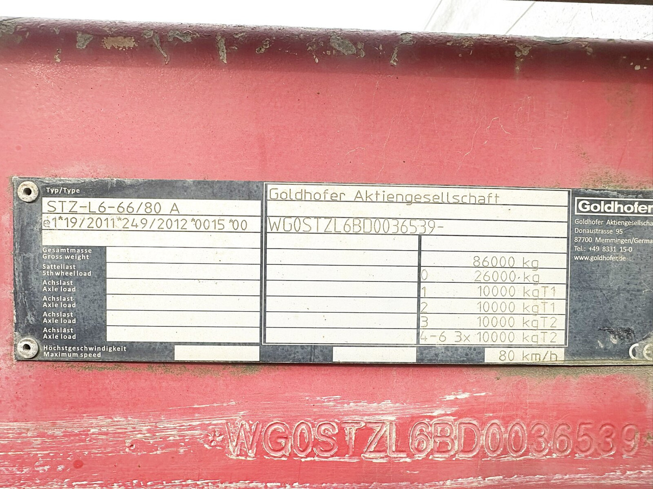 عربة منخفضة مسطحة نصف مقطورة لنقل المعدات الثقيلة Goldhofer STZ L 6-67/80 A STZ-L 6-67/80 A, 6 Achsen, 86.000kg Ges.-Gew.: صورة 7