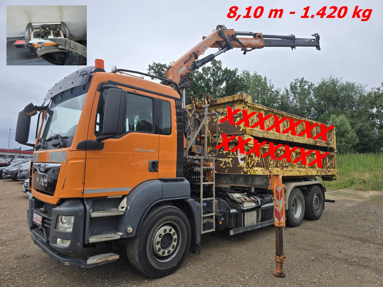 MAN TGS 28.440 6x2-4 BL TGS 28.440 6x2-4 BL, Atlas Kran VDL Abrollanlage, Funk, Lenk-Liftachse - شاحنة ذات خطاف, شاحنة كرين: صورة 1 MAN TGS 28.440 6x2-4 BL TGS 28.440 6x2-4 BL, Atlas Kran VDL Abrollanlage, Funk, Lenk-Liftachse - شاحنة ذات خطاف, شاحنة كرين: صورة 1