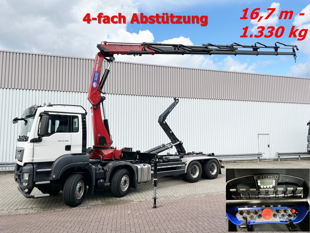 MAN TGS 35.480 8X4 BL TGS 35.480 8X4 BL, Intarder, Kran HMF 3220-K6, 4-fach Abstützung, Funk - شاحنة ذات خطاف, شاحنة كرين: صورة 1 MAN TGS 35.480 8X4 BL TGS 35.480 8X4 BL, Intarder, Kran HMF 3220-K6, 4-fach Abstützung, Funk - شاحنة ذات خطاف, شاحنة كرين: صورة 1