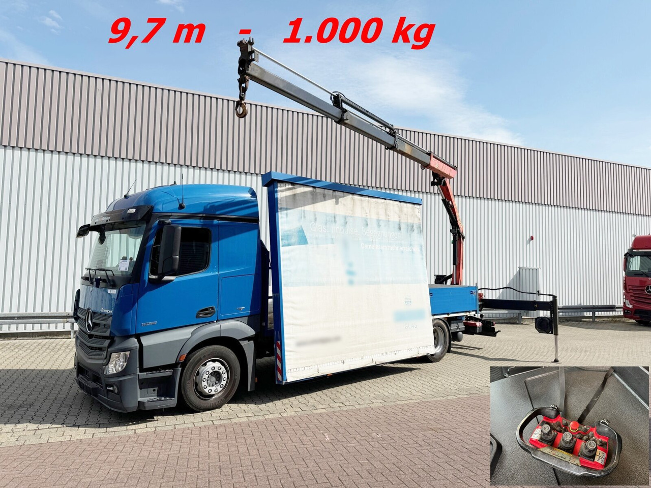 Mercedes-Benz Actros 1836 L 4x2 Actros 1836 L 4x2, Glastransporter, Heckkran Palfinger Pk 12002-EH, Funk - شاحنة كرين: صورة 1 Mercedes-Benz Actros 1836 L 4x2 Actros 1836 L 4x2, Glastransporter, Heckkran Palfinger Pk 12002-EH, Funk - شاحنة كرين: صورة 1