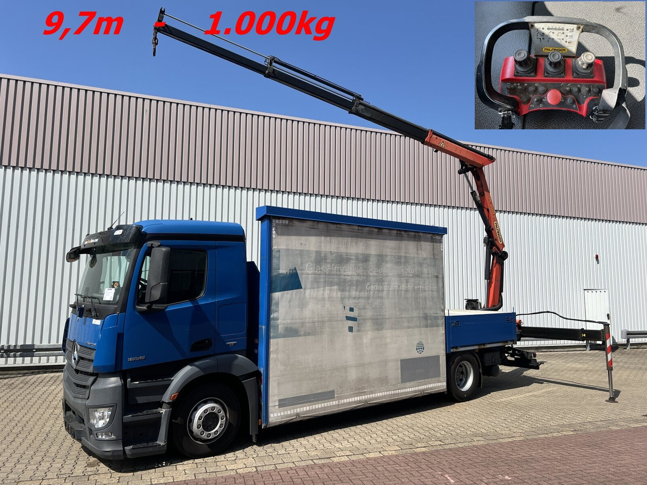Mercedes-Benz Antos 1836 L 4x2 Antos 1836 L 4x2, Glastransporter, Heckkran Palfinger Pk 12002-EH, Funk - شاحنة كرين: صورة 1 Mercedes-Benz Antos 1836 L 4x2 Antos 1836 L 4x2, Glastransporter, Heckkran Palfinger Pk 12002-EH, Funk - شاحنة كرين: صورة 1