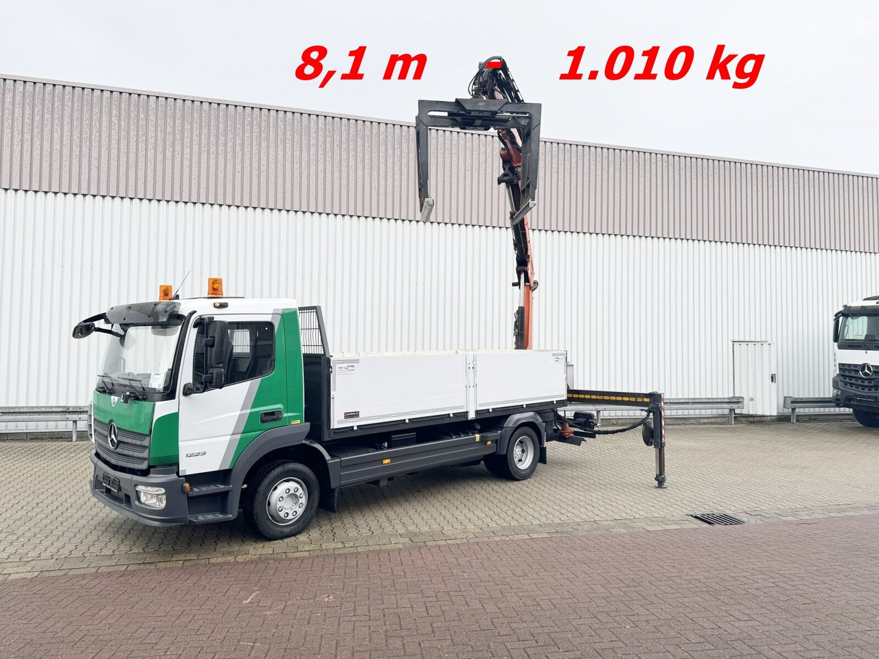 Mercedes-Benz Atego 1223 L 4x2 Atego 1223 L 4x2 mit Heckkran Atlas 88.3-A2L, Funk - شاحنة كرين, شاحنات مسطحة: صورة 1 Mercedes-Benz Atego 1223 L 4x2 Atego 1223 L 4x2 mit Heckkran Atlas 88.3-A2L, Funk - شاحنة كرين, شاحنات مسطحة: صورة 1