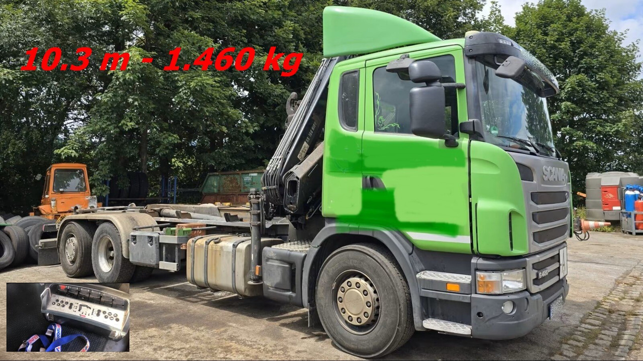 Scania Scania G 480/6x2-4 Scania G 480/6x2-4, Lenk-Liftachse, Hiab Kran Funk 166 HD-3, Abroller XR 18 S 59 - شاحنة ذات خطاف, شاحنة كرين: صورة 1 Scania Scania G 480/6x2-4 Scania G 480/6x2-4, Lenk-Liftachse, Hiab Kran Funk 166 HD-3, Abroller XR 18 S 59 - شاحنة ذات خطاف, شاحنة كرين: صورة 1