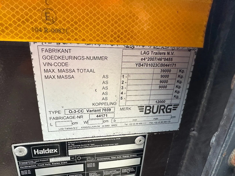 نصف مقطورة لنقل الحاويات Burg 20FT ADR (EX/II, EX/III, FL, AT) Chassis, Leergewicht : 3.690kg, SAF INTRADISC, 2x Liftachse, NL-Chassis: صورة 20