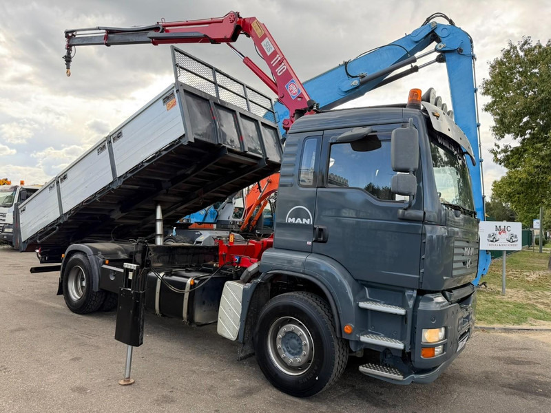 MAN TGA 18.350 4x2 TIPPER + CRANE HMF 1110 K2 + ROTATOR - STEEL SPRING / BLATT / BALLESTAS / LAMES - BE TRUCK - شاحنة قلاب, شاحنة كرين: صورة 1 MAN TGA 18.350 4x2 TIPPER + CRANE HMF 1110 K2 + ROTATOR - STEEL SPRING / BLATT / BALLESTAS / LAMES - BE TRUCK - شاحنة قلاب, شاحنة كرين: صورة 1