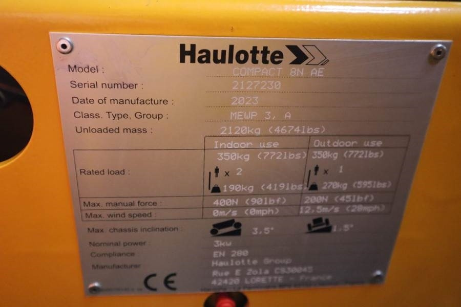 رافعة هيدروليكية مقصية Haulotte Compact 8N Valid inspection, *Guarantee! 8m Workin: صورة 16