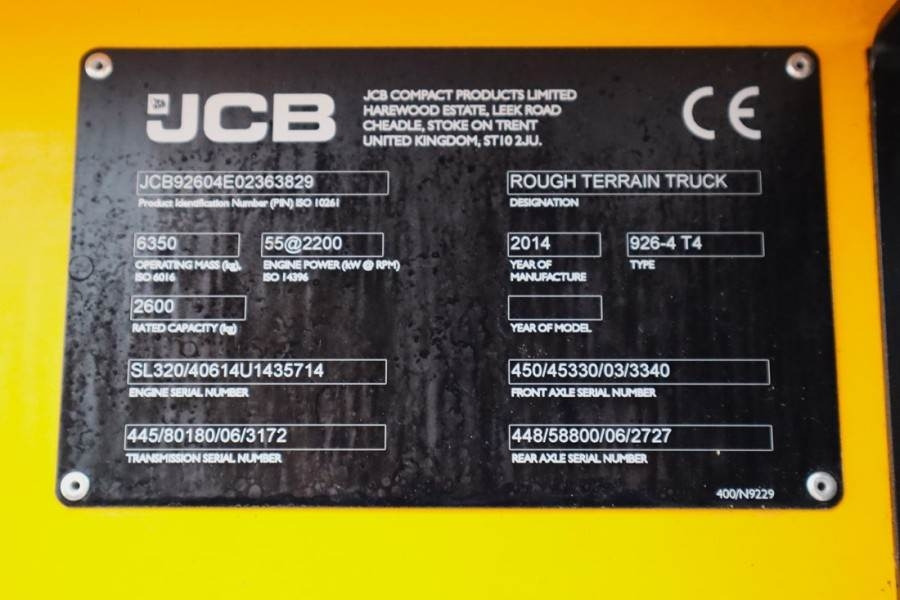 JCB 926 Diesel, 4x4 Drive, Triplex mast, 5500mm Liftin - رافعة شوكية للأرض الوعرة: صورة 5 JCB 926 Diesel, 4x4 Drive, Triplex mast, 5500mm Liftin - رافعة شوكية للأرض الوعرة: صورة 5