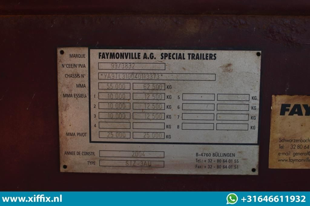 عربة منخفضة مسطحة نصف مقطورة Faymonville 3-ass. Uitschuifbare semi dieplader met hydr. Kleppen / 3x gestuurd: صورة 14